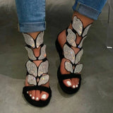 Rhinestone Women Summer New Soft-slip Non-slip Sandals Foam Sole Durable Butterfly Sandals Ladies Outdoor Beach