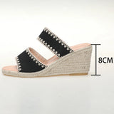 Breakj Size Hemp Rope Slope With Slippers Female 2024 Summer New Retro Trend Thick Bottom With
