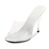 Breakj Sexy Super Heels 11CM High Nightights Clear Sandals Sex Shoes Plus Size