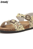 2023 New Summer Beach Cork Sandals Casual Women Outside Non-slip Double Buckle Sandalias