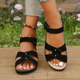 Round Head Pop Slope Heel Height Muller Velcro Adjustable Slipper Sandals
