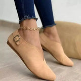 Breakj Shoes 2023 Spring And Autumn New Single Shoe Tip Belt Buckle Flat Sole Casual Shoes Ladies Single