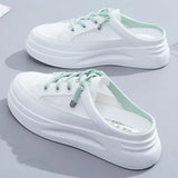 half slippers women's outer wear fashion 2021 new summer women's shoes mesh breathable white shoes Korean shoes