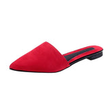 Shoes flats mules fashion pointed toe slippers Slip on Slides Ladies shallow sandals zapatos mujer Black red green