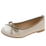 Bow Pu Leather Women Ballet Flat Shoes 2022 Comfort Slip on Soft Sole Flats Woman Shallow Mouth Single Shoes