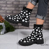 Breakj Plus Size Fashion Boots Women's New Elastic Fly Thick Socks Boots Casual Low Martin