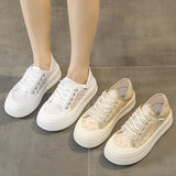 Small White Shoes Women's Shoes 2024 New Summer Net Shoes Two Kinds Of Thick-Soled Lace Thin Casual Board