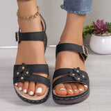 Breakj 2024 Retro Summer Anti-Slip-Soled Sandals Women's Line Glued Slopes And Flower