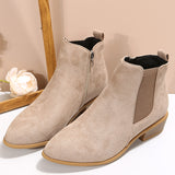 Breakj Women's Boots New Square With Large Size Women's Boots Velvet Fashion Boots Side Zippered Tips Short