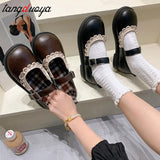 Lolita Mary Jane Shoes women Harajuku Cute shoes lolita shoes flat shoes black Loli Round Head Women Shoes Princess