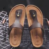 Women Cork Slippers PU Leather Woman Sandals Fashion Flip Flops For Women Mule Clogs Slippers Female