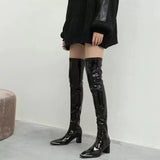 Boots Female Autumn Winter New Leg Boots Female Over The Knee Thick Heel High Heel Square Head Soft Skin Face Super Long Thigh High Heel