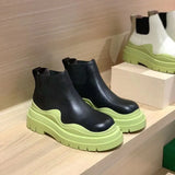 Platform Chelsea Boots 2022 New Mid-tube Boots Thick-soled Martin Boot Female Thigh High Boots Flat Wedges Winter