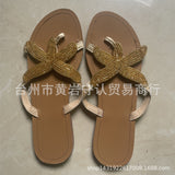 2023 Summer Flat Bottom Clip Toe 40-43 Casual Women's Outdoor Slippers Female