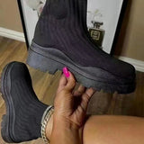 Women Boots Knitted Platform Boots 2022 Autumn Winter Shoes For Women Socks Ankle Botas Mujer Winter Boots Heels Platform