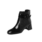 Women's Boots Fall 2023 New Add Down Fashion Boots Women's Thick Heel Square Head Large Size Black Coffee Ankle Boots