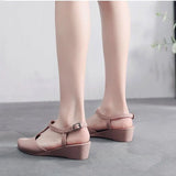 Sandals Summer Shoes 2021 Pointed Toe Ladies Shallow Female Mid Heels Summer Hollow Out Breathable Comfort Woman