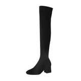 Breakj Boots High-Heeling Boots Elastic Boots Boots Cards Color Boots Lint Long Boots Autumn Winter Velvet High