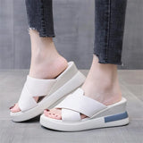 Size One Line Slippers Female 2024 Summer New Thick Bottom Slippers Female Cake Slope With Fashion High Heel