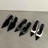 Fragrant Wind French Pointed High Heels Women's Summer 2024, The New Color Wear Temperament Fashion Baotou