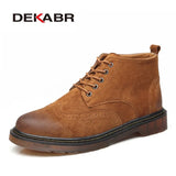 Cow Suede Autumn Men Boots Fashion Non-slip Working Ankle Boots Male High Top Casual Shoes Motorcycle Martins
