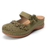 Women Shoes Roman Flat Casual Sandals Comfy Flower Sweet Women Sandals PU Durable Wedge Leather Platform Shoes Ladies Plus