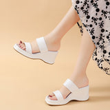 New Korean Version Of Transparent With Waterproof Table Square Head Slippers Women's Slope With Crystal Pvc Beach