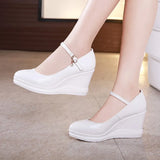 Shoe Women's Slope Heel 2023 Spring New Style Waterproof Platform Pointed Work Shoes High Heel Slope Heel Cheongsam Catwalk