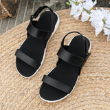 Breakj Summer New Casual Sandals Women Comfortable Flat Fish Mouth Manchcro Plus Size