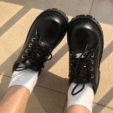 Breakj Small Leather Shoes Female 2023 New British Wind Platform Platform Shoes Ins Flat Versatile Single