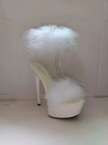 Breakj Model High Heels With Sexy Black Waterproof Platform Hate Day High With Fur Sandals Female