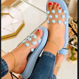 Summer Slippers lady Transparency PVC Slip on Slides Brand Round Toe Leather Flat Sandals Female Outdoor Casual Platform