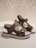 Breakj Women's Shoes Summer 2024 New Sandals Women's Sports Wind Slope And Light Velcro Large Size Slipper