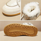 Women Snow Boots Winter Shoes Plush Warm Fur Boots Waterproof Patent Leather Ankle Booties Fashion Botas Black