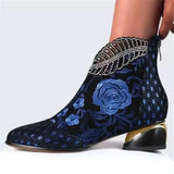 Breakj And Ethnic Women's Shoes Embroidered Rough And Autumn And Winter Women's Boots Large Size Martin Women's Short Boots 2025