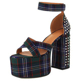 INS Hot Sale Rivet Platform Elegant Party Sexy Club Woman Gladiator Sandals Open Toe Hook Loop Trendy Summer