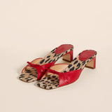 Mid-heel All-in-one Korean Version Sandals High Heels Women's Summer Leopard Print Wear Women's Square Heels Chunky