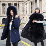 2021 New Cotton Thicken Warm Winter Jacket Coat Women Casual Parka Winter Clothes Fur Lining Hooded Parka Mujer
