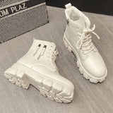 White Ankle Boots 2021 Ladies Chunky Winter Boot Female Shoes Black Platform Combat Boots Fur Plush Designer Punk