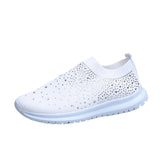 Breakj Large-Size With Diamond Flying Sneakers New Net Shoes Women's Shoes Low-Heeled Mesh Sports Casual
