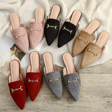 Breakj And Summer New Net Red Sharp Head Cold Half Slippers Women's Head Wearing Leisure Size 41-42 Muller