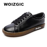 Women's Female Ladies Mother Girl Woman Cow Genuine Leather White Shoes Flats Lace Up Non Slip Soft Autumn