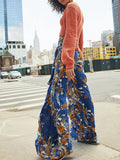 Ladies Spring Fashion Casual Beach Trousers Vintage Floral Printed Wide Leg Pants Autumn New Women Loose High Waist Long