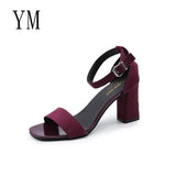 2020 Women Summer Ankle-Wrap Shoes 5CM Gladiator Sandals Women Square heel Sandals Party Wedding Shoes 7CM Ladies