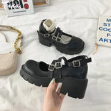 Lolita Shoes Japanese Style Women Soft Leather Heel Shoes 2021 Ladies College Student Black Mary Jane Shoes Goth