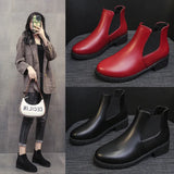 Size Short Boots Children's 2023 Spring And Autumn New Red Martin Boots Round Head, Thick Heels, Medium Heels, Tight Short