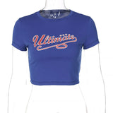 Puss Y2K Summer Skinny Women Graphic T Shirts Navel Trend Print O-Neck Stretchy Short Sleeve Crop Top Streetwear Slim