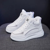 White Winter Sneakers Women's Fur Ladies High Top Sneakers Platform Vulcanized Casual Shoes Woman Snow Boots basket