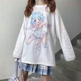 Harajuku Tshirt Streetwear Anime t shirt Females Cool Cartoon Print Hip Hop Streetwear Funny Print Casual Pink
