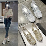 Female Wedge Shoes Sequin Mesh Breathable Shoes Women Gold Silver Platform Sneakers Women Height Increasing Wedges Shoes